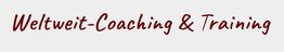 Text: "Weltweit-Coaching & Training", geschrieben in roter Handschrift.