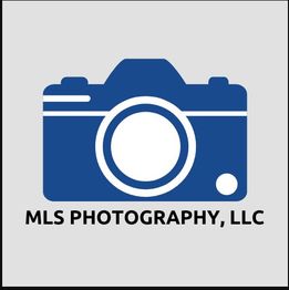 Blue camera icon above "MLS Photography, LLC" text on a gray background.