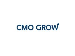 "CMO GROW logo with upward arrow as 'W' implying growth and progress."