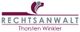 Logo mit Text "Rechtsanwalt Thorsten Winkler" und abstraktem Symbol in Rot- und Grautönen.