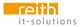 Logo mit orangem "reith" und grauem "it-solutions" Text auf weißem Hintergrund.