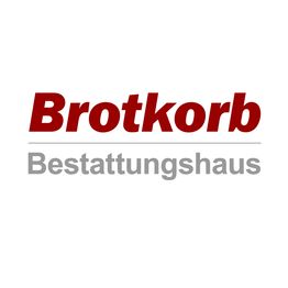 Logo mit rotem "Brotkorb" und grauem "Bestattungshaus" Text auf weißem Hintergrund.