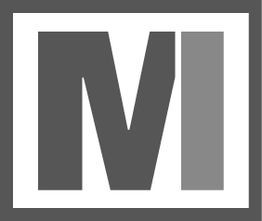 Graues "M" und "I" auf weißem Hintergrund mit grauem Rahmen.
