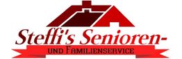 Logo mit Haus und Text: "Steffi's Senioren- und Familienservice" in Rot.