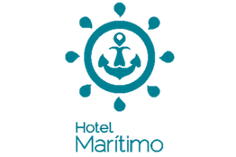 Logo del Hotel Marítimo: ancla azul dentro de un círculo con gotas alrededor.