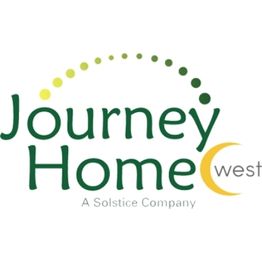 Logo of Journey Home West, featuring green and yellow dots with a crescent moon shape.