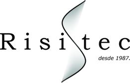 Logo da Risitec com design curvo e texto "desde 1987." em preto.