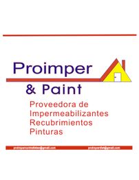 Proimper & Paint, especializada en impermeabilizantes, recubrimientos y pinturas, con logo de casa.