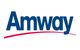 Amway-Logo mit blauem Schriftzug und rotem Bogen darunter.