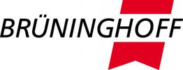 Logo mit Text "BRÜNINGHOFF" in Schwarz und einem roten grafischen Element rechts.