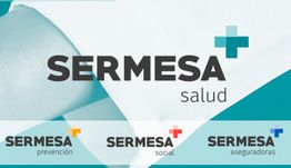 Logo de SERMESA con las palabras: salud, prevención, social, aseguradoras y un símbolo de cruz.