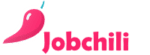 Logo mit pinkem Chili und der Aufschrift "jobchili" in rosa Schrift auf weißem Hintergrund.