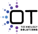 Logo di "OT Technology Solutions" con cerchi blu e viola a sinistra delle lettere.