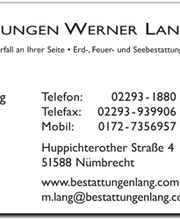 Die Visitenkarte von Markus Lang: Geschäftsführer und Inhaber von \"Bestattungen Werner Lang\"