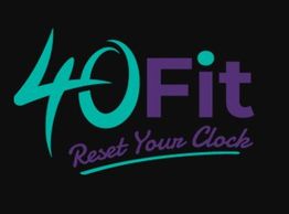 "40 Fit logo with the slogan 'Reset Your Clock' on a black background."