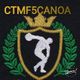 Emblema bordado com figura de atleta, coroa e folhas. Texto: CTMF5CANOA.