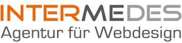 Logo mit Text: "INTERMEDES Agentur für Webdesign" in Orange und Grau.