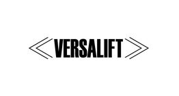 Versalift logo with bold text and angled lines on both sides on a white background.