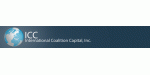 Logo mit Weltkugel und Text "ICC International Coatin Capital, Inc." auf dunkelblauem Hintergrund.