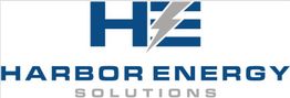 Logo of Harbor Energy Solutions with a stylized "HE" and lightning bolt design.