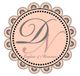 Logo rond beige avec dentelle, lettres "DN" et texte "Onglerie & Manucure".