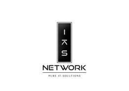 Schwarz-weißes Logo mit Schriftzug "IAS NETWORK" und "PURE IT-SOLUTIONS" darunter.