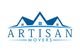 Logo with three blue house roofs above the text "Artisan Movers" in blue capital letters.