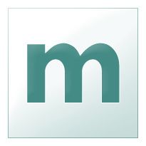 Großer, grüner Buchstabe "m" auf weißem Hintergrund.