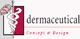 Logo mit Schriftzug "dermaceutical" und Stilisierten Schlangenstab. Text darunter: "Concept & Design".