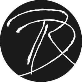 Schwarzer Kreis mit weißen, verschlungenen Linien in abstrakter Form.