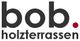 Logo mit Schriftzug "bob. holzterrassen" in Schwarz und Rot.