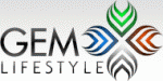 Logo mit Schriftzug "GEM Lifestyle" und bunten Pfeilsymbolen in vier Richtungen.
