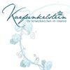 Logo mit Schriftzug "Kaspunkelstern - Ihr Sandstrahlen im Innen", verziert mit stilisierten Blumen.