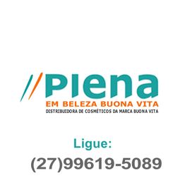 Logo da Piena, distribuidora de cosméticos Buona Vita, com telefone (27)99619-5089.