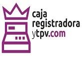 Logotipo morado de caja registradora ytpv.com con una corona encima.