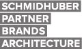 Text in grauen Kästen: "SCHMIDHUBER", "PARTNER", "BRANDS", "ARCHITECTURE".