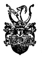 Wappen mit einem Ziegenkopf oben und geschwungenen Verzierungen, darunter ein Schild mit weiterer Deko.