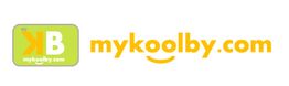 Logo de mykoolby.com con letras amarillas sobre fondo blanco y símbolo "KB" en un recuadro verde.