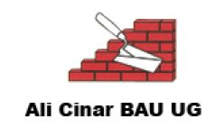 Ein Ziegelmauer-Logo mit Kelle und Text "Ali Cinar BAU UG" darunter.