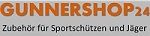 Gunnershop24-Logo: Zubehör für Sportschützen und Jäger auf grauem Hintergrund.