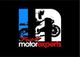 Logo met motor en tekst: "Friese motorexperts" in wit en rood op zwarte achtergrond.