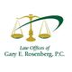 Logo of Law Offices of Gary E. Rosenberg, P.C. with scales of justice and swoosh design.
