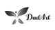 Logo di DadArt con figura stilizzata a forma di farfalla grigia e testo elegante.