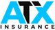 Logo of ATX Insurance with bold blue and black lettering.