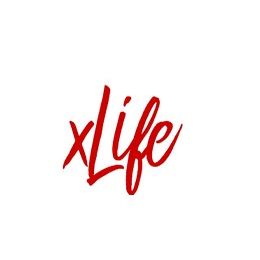 Red "xLife" text in a handwritten style against a white background.