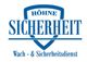 Logo mit blauem Schild: "Höhne Sicherheit, Wach- & Sicherheitsdienst".