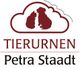Silhouette von Hund und Katze in Wolke, Text: "Tierurnen Petra Staadt".