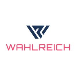 Logo mit blauem Symbol und rotem Schriftzug „Wahlreich“ auf weißem Hintergrund.