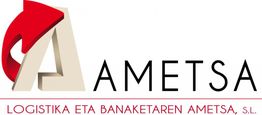 Logotipo de Ametsa con flecha roja y letra "A". Texto: "Logistika eta Banaketaren Ametsa, S.L.".