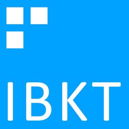Blaues Logo mit weißen Quadraten links oben und den Buchstaben IBKT unten.